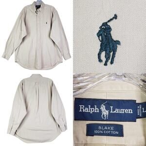 Polo Ralph Lauren Shirt Oxford Mens Size Large L Khaki Button Down LS Blake